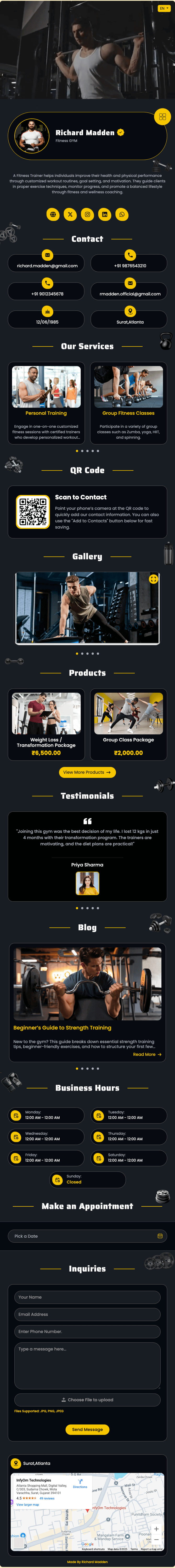 Gym Trainer vCard