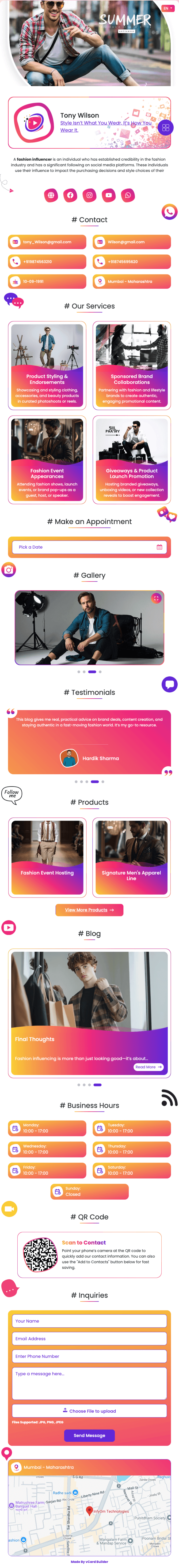 Social Media Influencers vCard