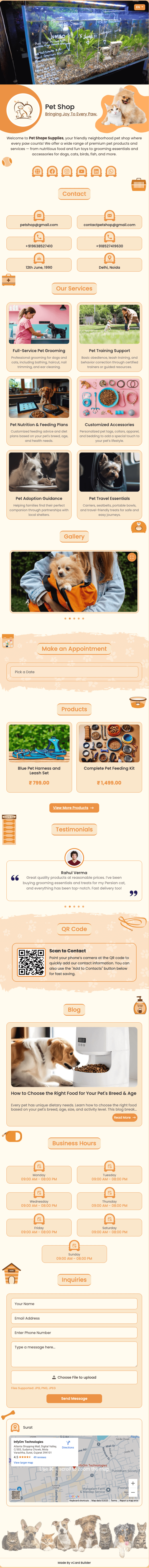 Pet Shop vCard