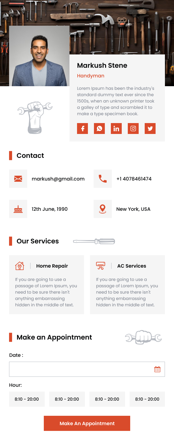 vCard template