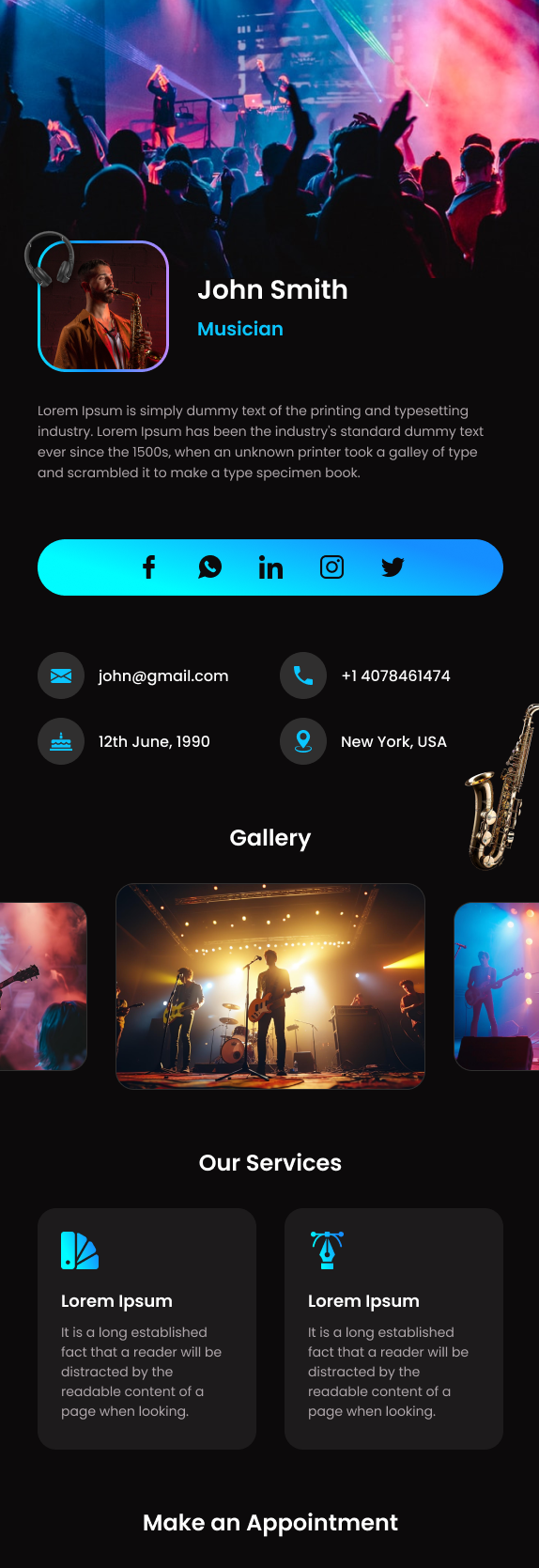 vCard template preview