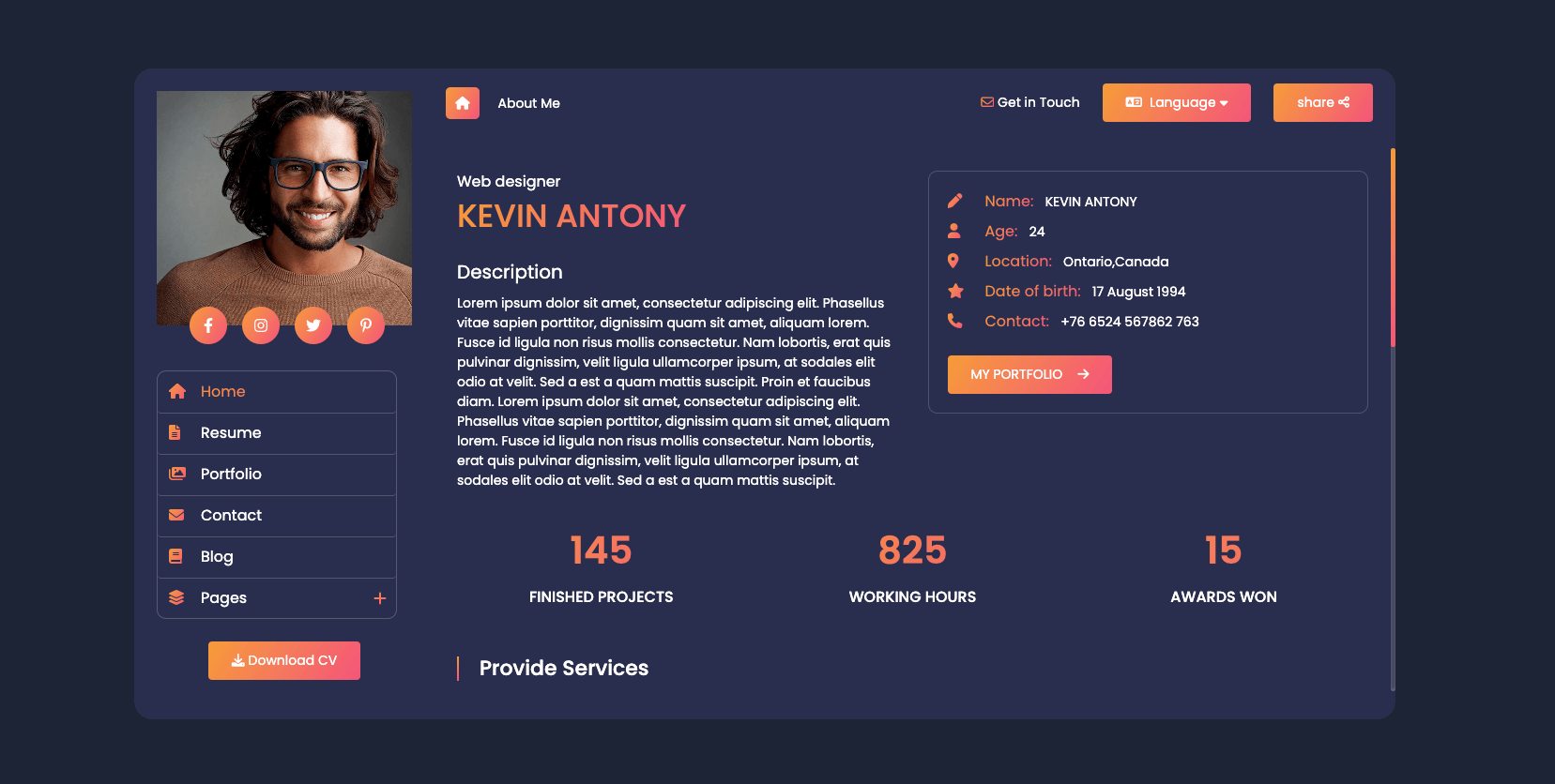 Portfolio vCard