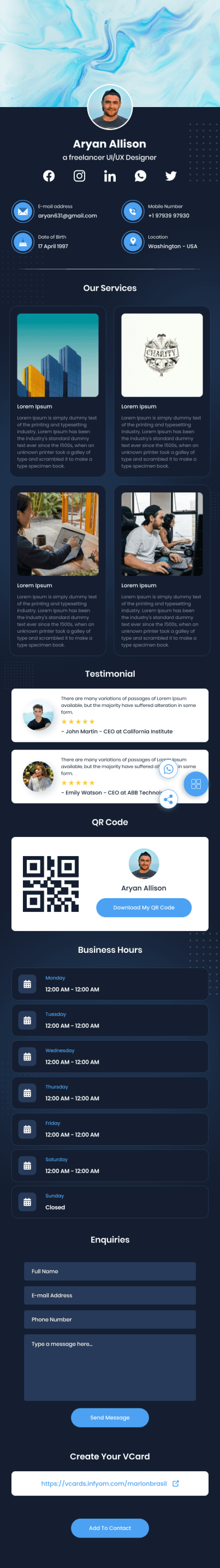 Clean Canvas vCard